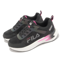 【FILA】慢跑鞋 Cruise 女鞋 黑 粉白 路跑 基本款 舒適 支撐 路跑 運動鞋(5J309X021)