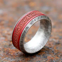 New Design 316L Stainless Steel Viking Runes Rosewood Ring For Men Round Engagement Ring Special Design Jewelry for gift