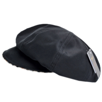 DAKS 格紋滾邊字母LOGO刺繡抗UV纖維八角造型帽(黑色)