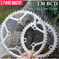 PASS QUEST 130BCD 53T 54T 56T Five Claws 2X Sprocket Hollow Round Chainring Suit for Road Bike Foldable Bicycle 11/12 Speed