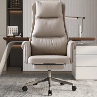 Leather Office Ergonomic Chair Swivel Accent Reading Mobile Modern Luxury Chair Rolling Nordic Salon Office Furniture