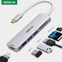 MOKiN 6 in 1 USB C Hub Docking Station for MacBook Pro/Air iPad with HDMI 4K30hz USB-A 3.0 5Gbps USB-A 2.0 480Mbps SD/TF 104MB/S