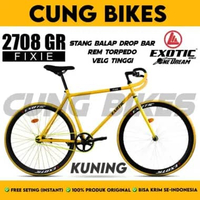 Sepeda Balap Sepeda Fixie EXOTIC 2708 GR 700C Rem Torpedo velg tinggi stang balap dropbar Yellow