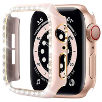Women Crystal Diamond Case For Apple Watch 7 6 se 40mm 44mm 41mm 45mm iWatch Series 5 3 38mm 42mm Protective Covers Accessorie