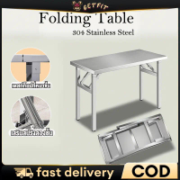 【GF】Stainless Steel Folding Table Home Sturdy Durable Table Waterproof Easy Clean Portable Dinning T