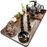 家用陶瓷功夫茶具茶盤套裝全自動茶壺杯子電熱爐簡約實木茶臺海B