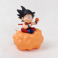 11CM Anime Dragon Ball Z Action Figure Super Saiya Cute Goku Sitting On The Clouds Doll Model Decor Cake Ornaments Kids Gift Toy