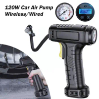120W Car Air Pump Wireless/Wired Tire Inflatable Pump Portable Car Air Compressor Electric Car Tire Inflator For Car Bicycl D6M6