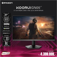 KOORUI 27 inch Gaming Monitor QHD 2560 x 1440p 240Hz 1ms HDR10- GN05 led screen
