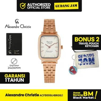 Jam Tangan Cewek Alexandre Christie AC 8699 LHB Analog Stainless Steel Strap RGWhiteMotif
