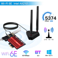 3000Mbps WiFi 6E Intel AX210 For Bluetooth 5.3 Tri Band 2.4G/5G/6GHz WiFi 802.11AX PCI Express Wireless Network Card Desktop PC