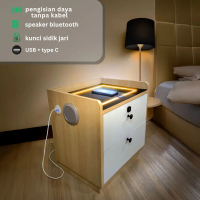 (PROMO COD) EVOZ HOME Lemari Meja Nakas Wireless Charging And Speaker Bluetooth Fingerprint Open Lam