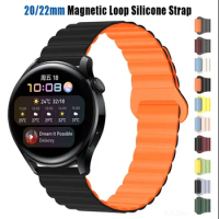 20mm 22mm Magnetic Silicone Loop for Samsung Watch 4 6classic 6 5 5Pro Gear S3 Sport Bracelet for Huawei Watch 4 Pro GT3 Band