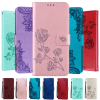 Lace Rose Floral Flip Leather Phone Case For Samsung Galaxy S20 S21 S22 S23 Fe Plus Ultra Pro Card Holder Book Cover
