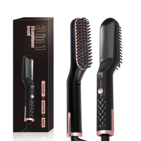 Mens Electric Beard Straightener Negative Ion Hair Straightening Brush Hair Straightener Wet & Dry Q