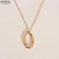 KITEAL 2023 trend 18KGP Gold plated color Goddess pendant necklace ellipse big necklace christmas gift