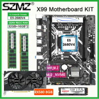 X99M-G2 motherboard combo LGA 2011-3 kit with Intel E5 2680 v4 with 32GB(2*16G)DDR4 2133MHZ RMA and RX580 8G GPU 512GB M.2 SSD