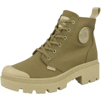 【PALLADIUM】PALLABASE TWILL 軍綠 增高 軍靴 96907204 女款-US7.5/24.5CM