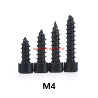 Drywall 100pcs M4 Carbon Steel With Black Hexagon Socket Cap Head Self Tapping Screw Model M4*(10/12/16/20/25/30/35/40/50) Mm