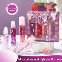 4pcs Smooth Lip Oil Lipcare Long-lasting  Fruit Lip Oil Light Texture  Moisturize  Hydrating Lip Oil