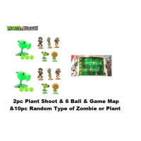 Plants vs Zombies Pea Shooter Toy Set | Mainan Kanak-Kanak Action Figure | Gift Children Shoot Ball 