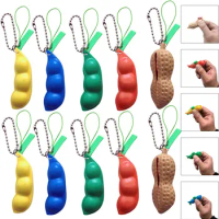 Fidget Toys Decompression Edamame Toys Squishy Squeeze Beans Keychain Cute Stress Adult Toy Rubber Girls Boys Xmas Gift