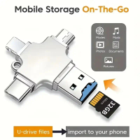「LEVINO」4 in 1 SD Card Reader High Speed Transfer, Universal Otg Card Reader for Android Mac PC, Por