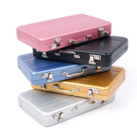 1Pc Aluminum Metal Shell Business ID Credit Card Holder Five Color Optional Mini Cute Suitcase Shape Bank Card Holder Box Case