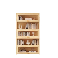 【顧家家居】實木書櫃 松木書架 實木置物櫃 展示櫃 儲物櫃(上翻式櫃門/進口松木/底部加高/預售15天)