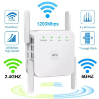 5G WiFi Repeater Wifi Amplifier Signal Wifi Extender Network Wi Fi Booster 1200Mbps 5 Ghz Long Range Wireless Wi-fi Repeater