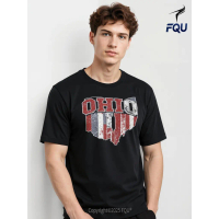 FQU Ohio State Buckeye Map T-shirt Humorous Movie gifts for Dad Fun Crew Neck Short Sleeve Tee