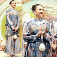 SET GAMIS PREMIUM RALINE MIX OUTER ORGANZA BY SHELLA SAUKIA ORIGINAL