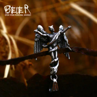 Beier 316L stainless steel Satan's Fallen Angel Lucifer Pendant Necklace head with fashion Jewelry for man Chain BP8-793