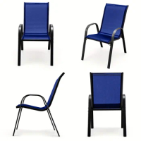 4pcs/set, Patio Dining Chairs, Stackable Space Saving Garden Chairs With Armrest