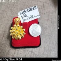 Emas 916,Loket Bunga Crki L2 2.12cm Design:6375<X0C3U>P916A(M9)-Size: 0.64cm