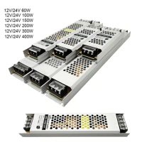 Ultra Thin AC190-240V to 12V 24V Voltage Converter Transformer LED Light Switching Power Supply 60W 100W 150W 200W 300W 400W