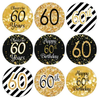 216pcs 50th 60th Birthday Party Favor Stickers Cheers to 50 60 Years Old Shiny Foil DIY Gift Packaging Decorations Label