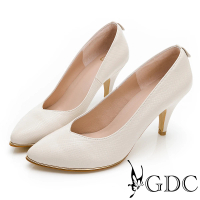 【GDC】韓風裸色系氣質甜美真皮高跟尖頭鞋-米色(211005-10)