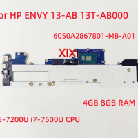 6050A2867801-MB-A01 For HP ENVY 13-AB 13T-AB000 Laptop Motherboard With i5-7200U i7-7500U CPU 4GB 8GB RAM 100% Tested OK