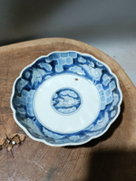 日本回流瓷器古董老青花雲鶴盤，保真包老，全品。直徑15cm。