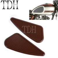 2Pcs Motorcycle Tank Knee Pad Cafe Racer Side Panel Fuel Tank Traction Pad Sticker Protector for Harley Chopper Bobber