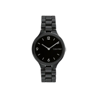 【Calvin Klein 凱文克萊】CK 時尚極簡女錶 簡約黑面 黑色陶瓷錶帶(25200078)