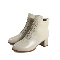 SNAIL 短靴 厚底粗跟 米白色 皮靴 女鞋 S-4224002 no253