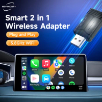 2024 HEYINCAR Wireless Android Auto Adapter Carplay Wireless 2in1 Smart Dongle For Toyota Kia Hyundai VW Mazda Volvo Benz Audi