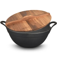 Vintage Cast iron cookware 36cm cooking pot non stick frying pan Uncoated Cast iron wok pan Kitchen accessories Pots and pans