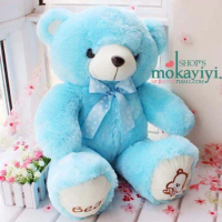blue plush teddy bear toy lovely bow teddy bear doll cute bear toy birthday gift about 80cm