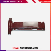 For Mitsubishi Evolution 9 Mivec Plug Cover Red Carbon Fiber Glossy Finish Fibre Drift Part Accessories Inner Engine Plug Cover