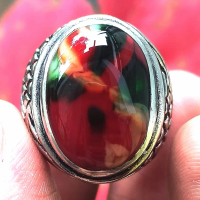 Cincin Tanam Pria Batu Akik Pancawarna Ceko Full Color Ring Germanium