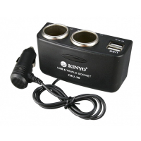 KINYO 車用2孔+2孔USB輸出孔擴充點煙器(CRU-20)