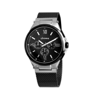 【LICORNE】質感米蘭織帶 紳士手錶 黑 LT163MWBI-B